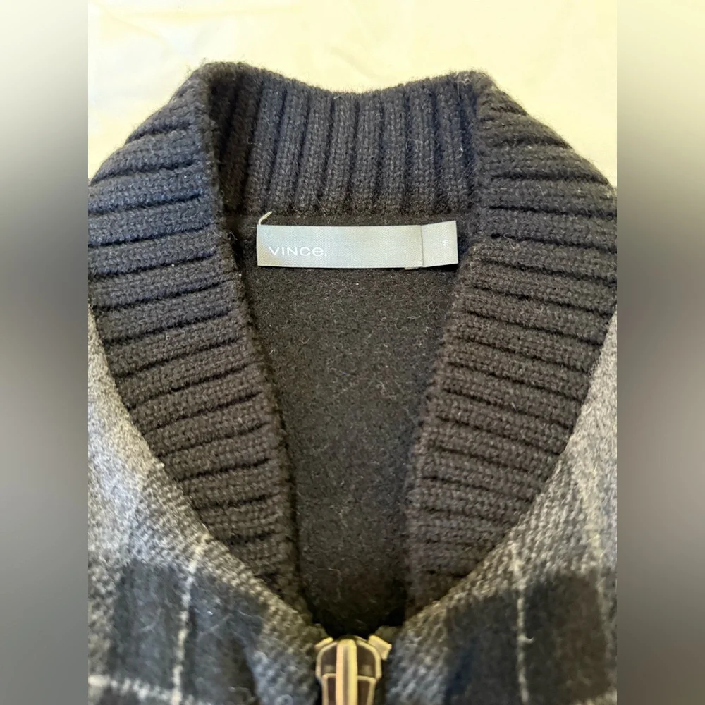 Vince Plaid Bomber Jacket - Black and Gray - Picture 9 of 9